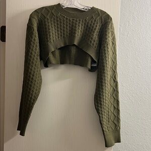 Loup Olive Green Cropped Sweatshirt